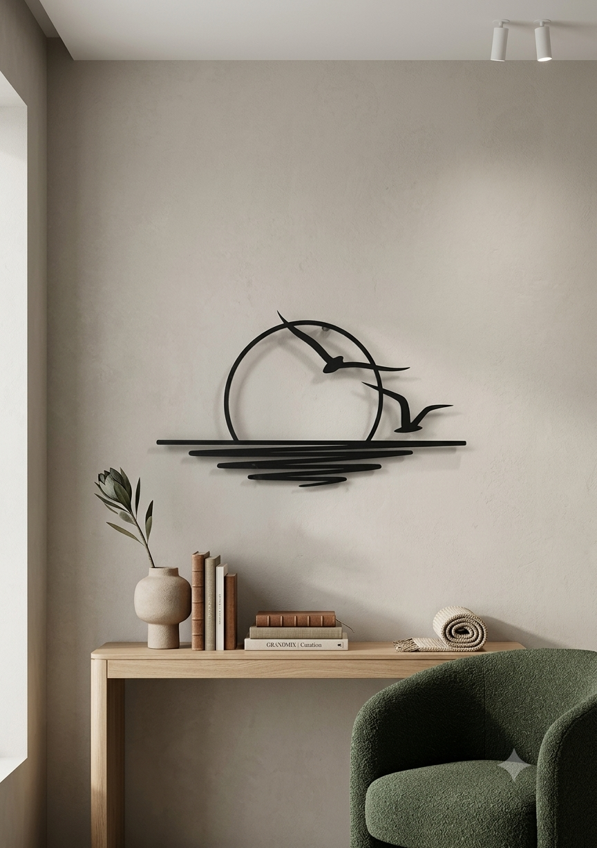Sunrise with Birds Metal Wall Art