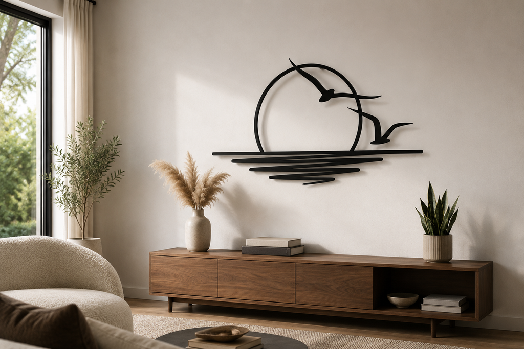 Sunrise with Birds Metal Wall Art