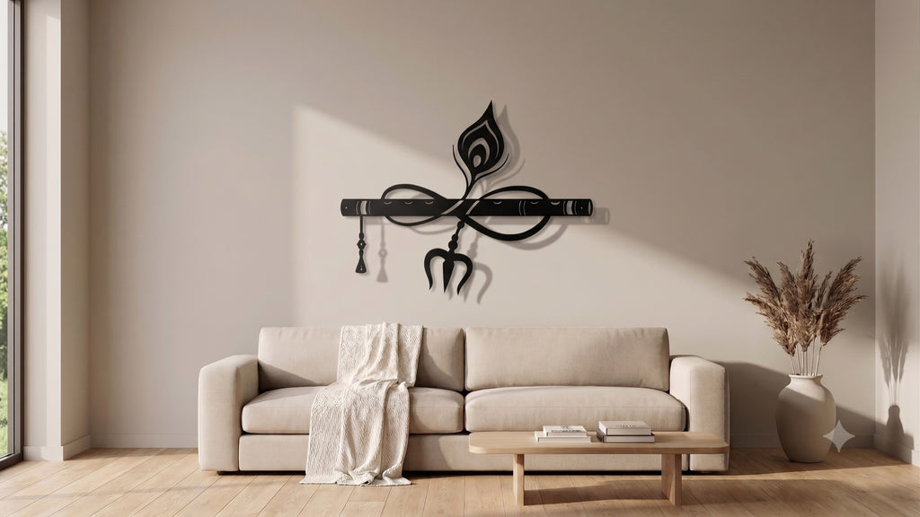 Krishna and Shiva Metal Art — Galvanised Steel Wall Décor — laser-cut powder-coated steel wall art