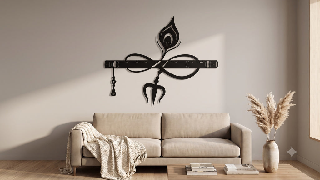 Krishna and Shiva Metal Art — Galvanised Steel Wall Décor — laser-cut powder-coated steel wall art