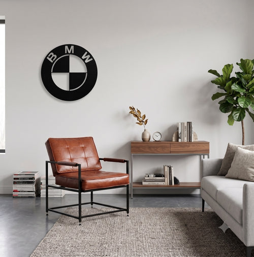 BMW Logo Metal Wall Art — laser-cut powder-coated steel wall art