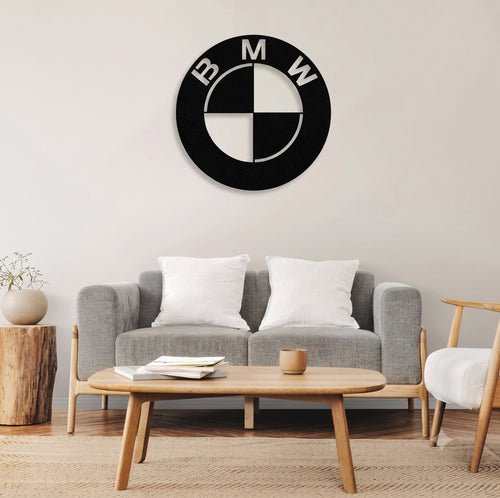 BMW Logo Metal Wall Art — laser-cut powder-coated steel wall art