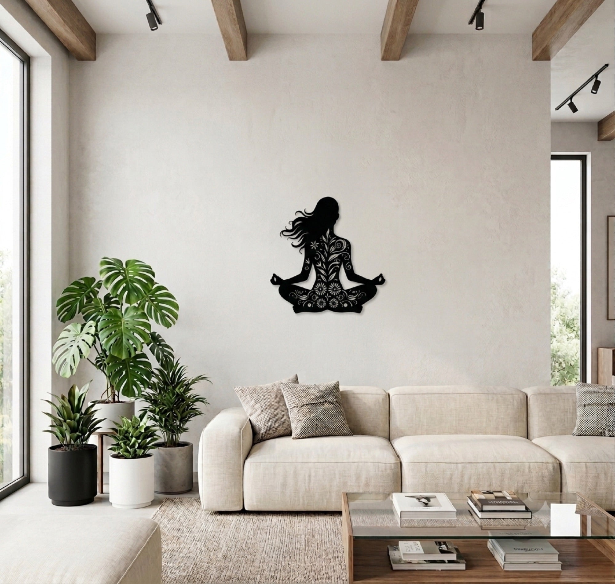 Zen Woman Metal Wall Art — laser-cut powder-coated steel wall art